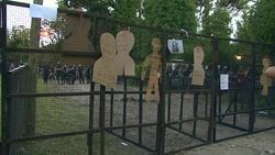 CLEAN : Argentines protest against Etchecolatz's home detention News Clip