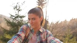 Young woman taking selfie in her holiday. Stock Footage