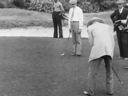 American industrialist John D Rockefeller playing golf Stock Footage