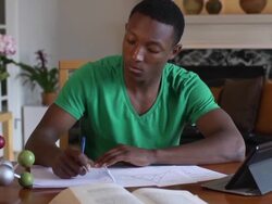 Teen Learns Science by Studying Model of a Molecule Stock Footage