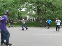 MS People skating and dancing in Central Park / New York, United States Stock Footage