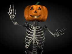 (Loop) Halloween, Skeleton with Pumpkin Head Stock Footage