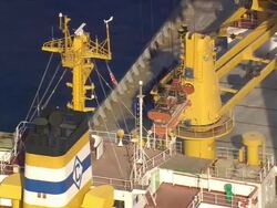 MS AERIAL Shot of crane working at Port of Wilmington / North Carolina, United States Stock Footage
