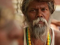 Portrait of a sage, Rishikesh, Uttarakhand, India Stock Footage