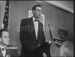 1952: YOUNG MEN'S REPUBLICAN CLUB: VS George Hooper behind La Salle Hotel podium SOT, speaking for Dwight D. Eisenhower, VS Sam Young speaking for William H. Taft, likes him but doesn't think he can win. (Demolished 1976) Instructional Video