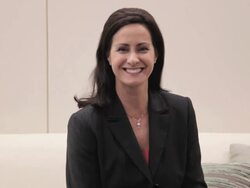  MS Portrait of businesswoman turning head and smiling / Seattle, Washington, United States Stock Footage