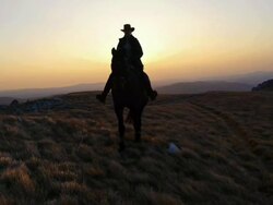 HD: Horseback Riding Along The Ridge Stock Footage