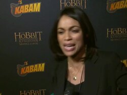 INTERVIEW - Rosario Dawson on if she's a Hobbit fan at "The Hobbit: The Desolation Of Smaug Expansion Pack" Hits The Red Carpet Stock Footage
