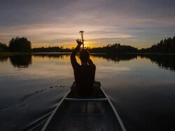 Canoeing in the Sunset Stock Footage