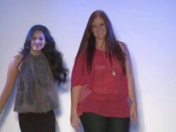 Charlene Harmer and Nikki Silverthorne walk the runway during the Kooey Swimwear Australia 2012 show Stock Footage
