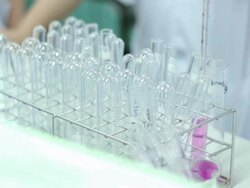 Medical students are tested chemically Stock Footage