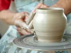 potter making a pot Stock Footage