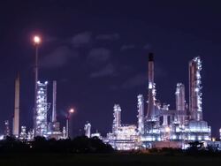 oil refinery at night, time lapse Stock Footage