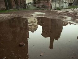 The Great Synagogue of Rome Mirrored in Water Stock Footage