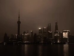 Time Lapse - Monochrome Shanghai From Day to Night Stock Footage