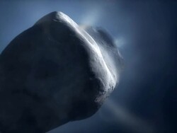 Comet Tempel 1 close-up (artists impression). This is the target for NASAs Deep Impact probe Stock Footage