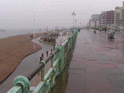 Brighton sea front on rainy day News Clip