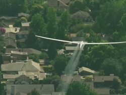 2010 AERIAL Glider flying over highway and suburbs / Santiago de Chile, Gran Santiago, Chile Stock Footage