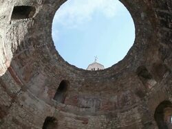 Split, Plalace of Diocletian, ceiling of the Roman vestibule Stock Footage