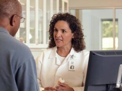 "pharmacist consulting about prescription use/Richmond,Virginia, USA" Stock Footage