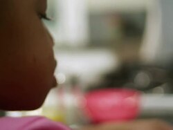 CU Daughter eating scrambled eggs / Dallas, Texas, USA Stock Footage