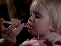 Toddler Takes Medicine - Profile Stock Footage