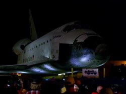 Space Shuttle Endeavour on streets of LA Stock Footage