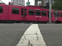 Red Train Passing Stock Footage
