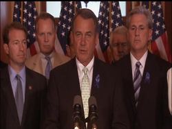 House of Representatives Speaker John Boehner unveiled the Republican plan that would raise the borrowing limit by $1 trillion through year's end and permit a larger increase next year. News Clip