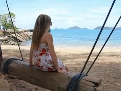 Swing On The Beach Stock Footage