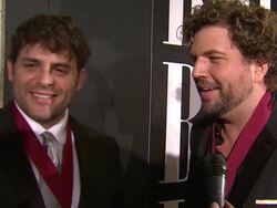 INTERVIEW: Rhett Akins, Dallas Davidson on the art at the 59th Annual BMI Country Awards at Nashville TN.  Stock Footage