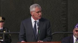 U.S. Defense Secretary Chuck Hagel spoke to a crowd of veterans at the Vietnam War Memorial in Washington, honoring their service and stressing the need to support the nation's veterans. (Nov. 11) News Clip