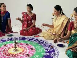 Group of women celebrating diwali festival Stock Footage