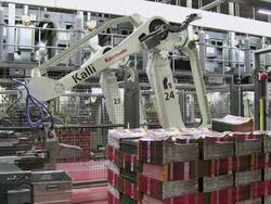 MS Newspapers piled up by machines in gravure printing office / Itzehoe, Schleswig-Holstein, Germany  Stock Footage