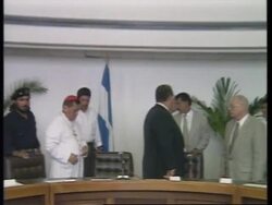 NICARAGUA: PEACE AGREEMENT SIGNED WITH FORMER CONTRAS SOLDIERS News Clip