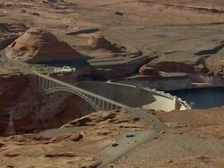 WS AERIAL View of Hoover Dam bypass bridge / Arizona, United States Stock Footage