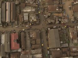 WS AERIAL View of roofs in sheet metal / Lagos, Nigeria Stock Footage
