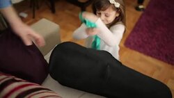 Young cute girl with violin at home Stock Footage