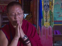MS  Monk chanting during meditation  / Kathmandu, Central, Nepal Stock Footage