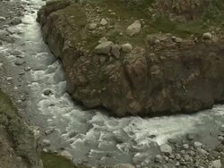 Pan Right Top shot flowing river Stock Footage