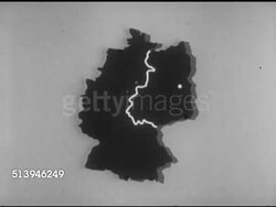 1953: MAP: MS Map of Germany w/ animation highlighting Iron Curtain & Berlin. Instructional Video
