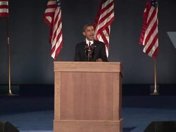 November 4, 2008 ZO ZI Barack Obama giving victory speech after winning the US presidential election before a crowd in Grant Park / Chicago, Illinois, USA / AUDIO Stock Footage