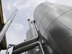 Buffer Vessel of a biomass plant, Energiewende, Germany Stock Footage