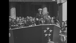 Chester Nimitz speaking on Nimitz Day in NY City after end of World War II News Clip