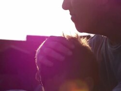 Father and Son - Natural Disaster silhouette Stock Footage