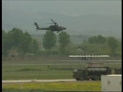 ALBANIA: KOSOVO CRISIS: US APACHE HELICOPTERS ARRIVE News Clip