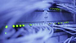 Computer Network Switch With Blinking Lights Rack Focus (4K/UHD to HD) Stock Footage