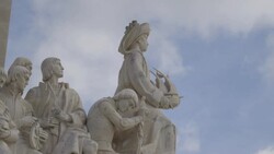 Lisbon Monument to the Discoveries Statue Stock Footage