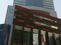  MS View of Digital Dow Jones ticker tape in Times Square / New York City, New York, USA Stock Footage