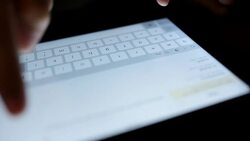 Woman typing a tablet Stock Footage